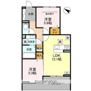 (仮)DーROOM八幡町【1階】の間取り