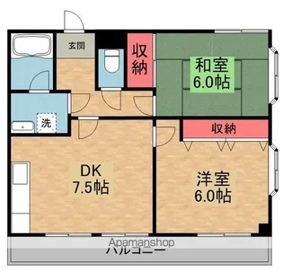 男山オークマンション【401号室】の間取り
