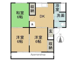 長野ガーデンハイツB棟【2階】の間取り