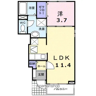 カーサ松風【1階】の間取り