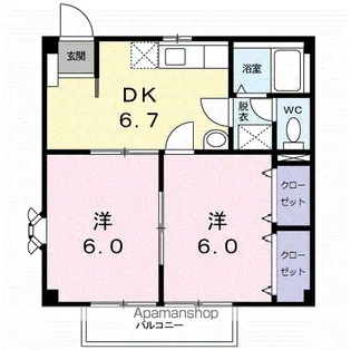 ニューシティK・S【2階】の間取り