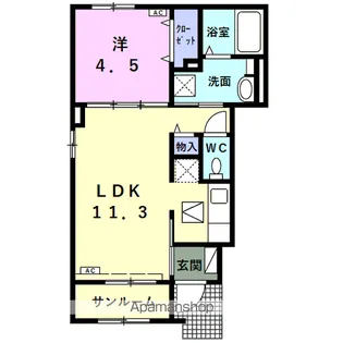 ヴァン ベール テラン【1階】の間取り