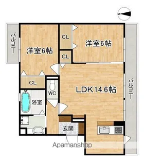コーポ大安寺Ⅱ【1階】の間取り