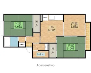 サニーグリーン北喜【A202号室】の間取り