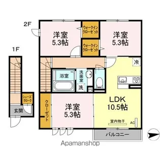 アンソレイエ【2階】の間取り