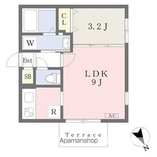 QUADOR吹上SOUTH【104号室】の間取り