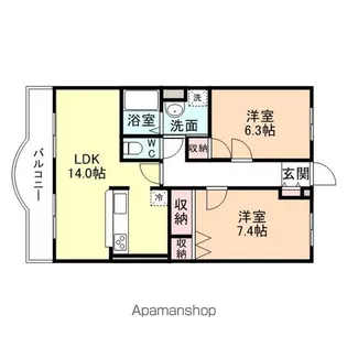 ハートフルマンション シャーレー【2階】の間取り