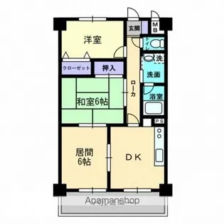 ぐりん木太ハイツ【6階】の間取り