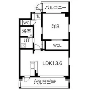 アクシス三本木【2階】の間取り