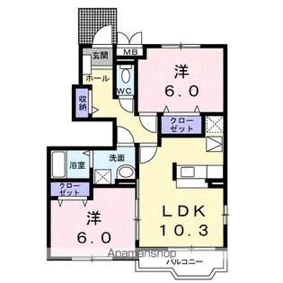 アニメート A【1階】の間取り