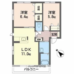 シャーメゾンエンギ A棟【2階】の間取り
