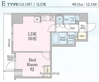 レジディア笹塚Ⅲ【12階】の間取り