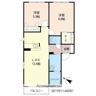 シティパル長行 A棟【201号室】の間取り