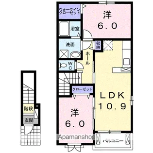 シャン・ドゥ・フルール B【2階】の間取り