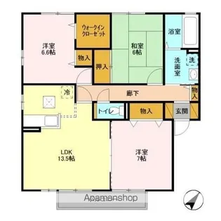 ローズガーデン・レジス ABCD【1階】の間取り