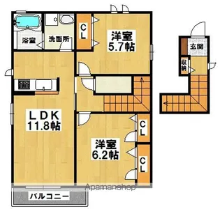 CASA永山園A【2階】の間取り