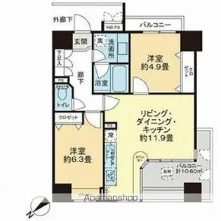 パレ・ソレイユ相模大野ステーションフロント【12階】の間取り