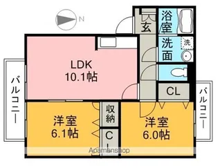 マリベール八幡【2階】の間取り