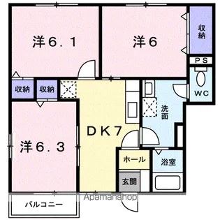 プライマルシティ Ⅱ【1階】の間取り