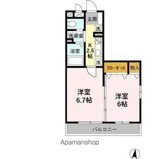 トゥールフルール【2階】の間取り