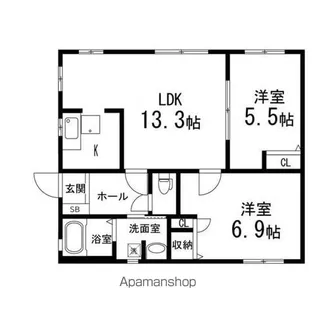 スプリング・メゾンA【102号室】の間取り