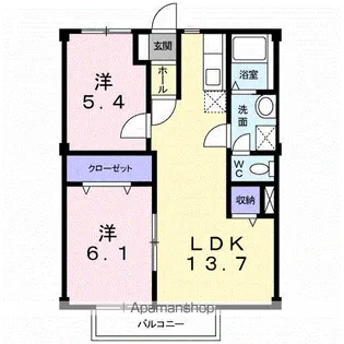 アジュールC【2階】の間取り