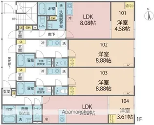 カインドネス西武柳沢北【101号室号室】の間取り