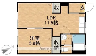 ハイツサンライズB【1階】の間取り