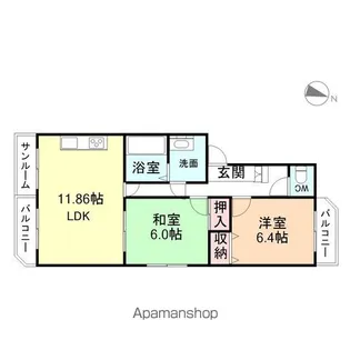 やかたマンション弐番館【3階】の間取り