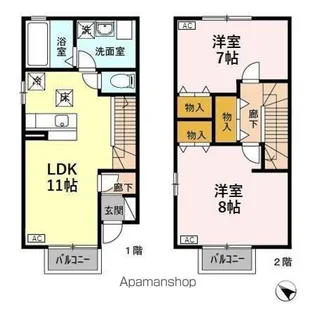 ローズコート萌木野 AB【1階】の間取り