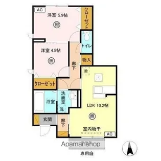イーグレット D【1階】の間取り