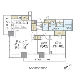 2LDKの間取り画像