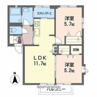 パークハイツ野上C【1階】の間取り