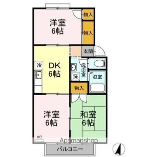 グリーンパーク佐伯 D棟【2階】の間取り