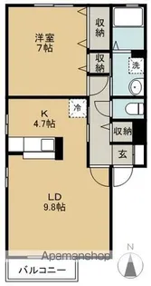 クレールアルプ【202号室】の間取り