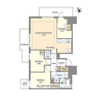 オアーゼ日暮里レジデンス【7階】の間取り