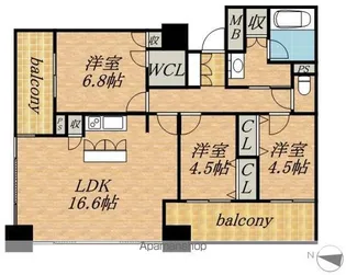 ラフィネタワー札幌南3条【22階】の間取り