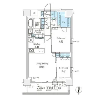 フロンティアレジデンス錦糸公園【6階】の間取り