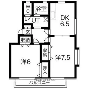 サンピュア宮沢II【1階】の間取り