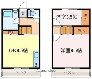 西梶返アパート【202号室】の間取り