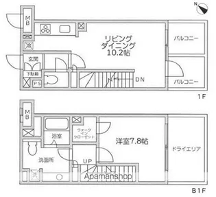 レジディア西新宿Ⅱ【1階】の間取り
