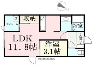 LIVEFLAT 下荒井【B棟101号室】の間取り