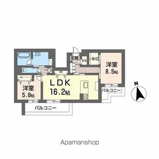 ワイエア平尾浄水【2階】の間取り