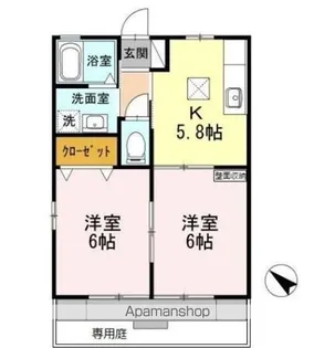 アンソレイユ B棟【1階】の間取り