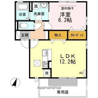 アンジュール山北 B棟【1階】の間取り