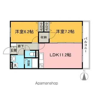 ビューヒルズK【202号室号室】の間取り