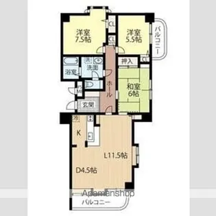 オリンピア南9条マンション【6階】の間取り