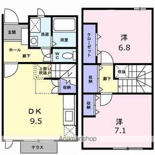 メゾンパルテール B【1階】の間取り