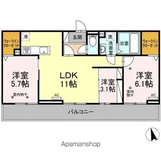 二子山パークヴィラ【2階】の間取り