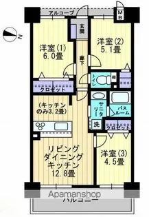 アルファライフ松島公園Ⅱ【403号室】の間取り